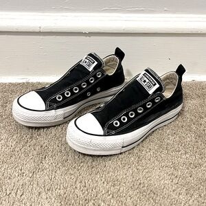 converse chuck taylor all star slip on black platform sneakers